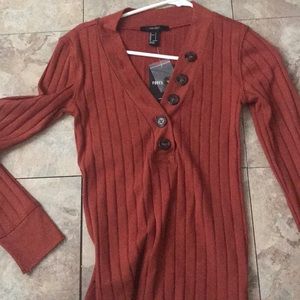 Dark orange forever 21 three quarter button up top
